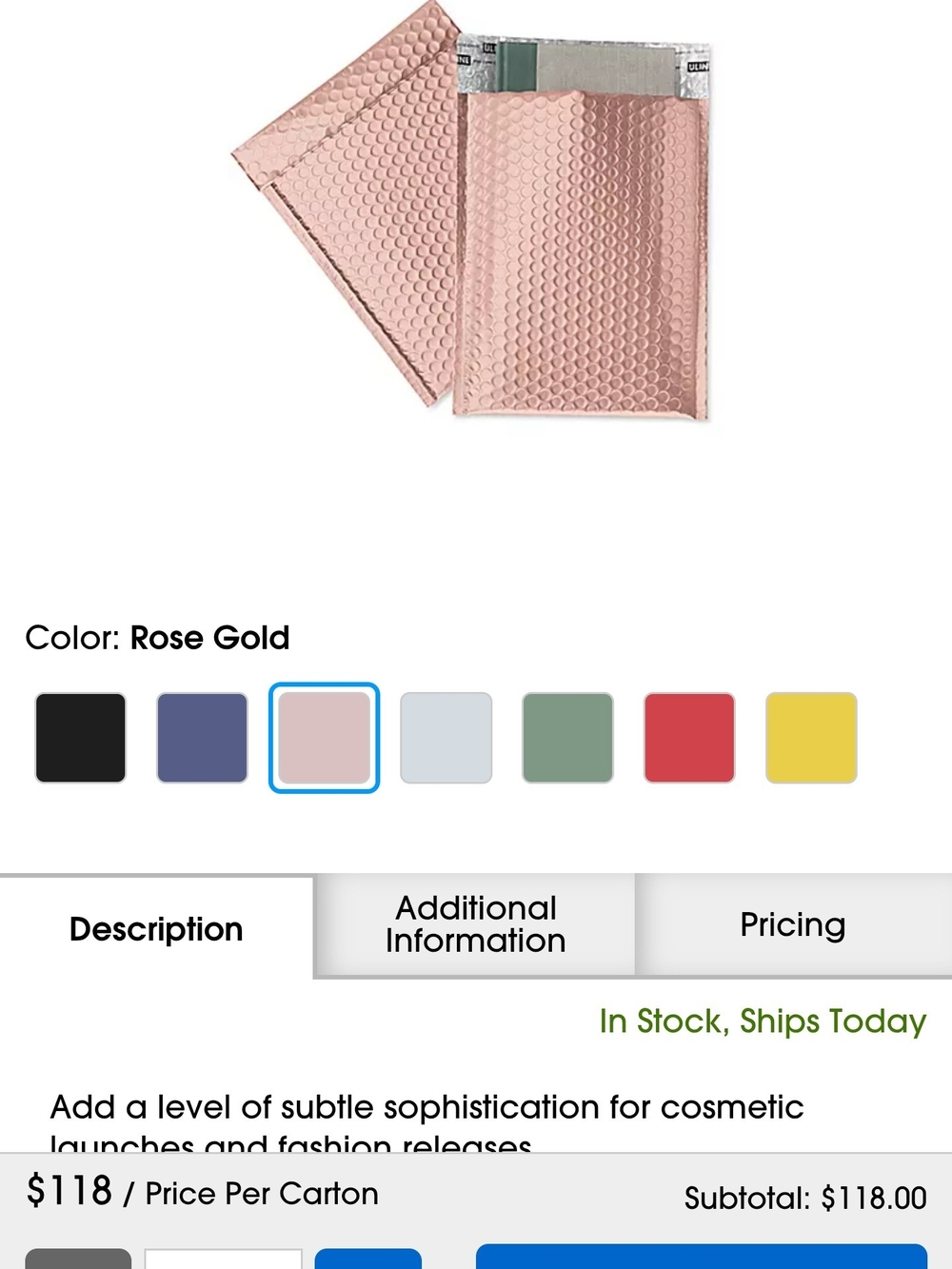 Rose Gold Metallic Padded Mailers - Set of Bubble Envelope Mailers